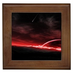 Outer Space Red Stars Star Framed Tiles by Sapixe