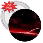 Outer Space Red Stars Star 3  Buttons (100 pack) 