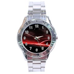 Outer Space Red Stars Star Stainless Steel Analogue Watch by Sapixe