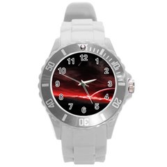 Outer Space Red Stars Star Round Plastic Sport Watch (l) by Sapixe