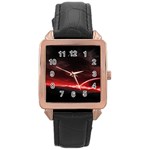 Outer Space Red Stars Star Rose Gold Leather Watch 