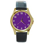 Pattern Violet Purple Background Round Gold Metal Watch