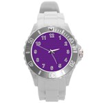 Pattern Violet Purple Background Round Plastic Sport Watch (L)