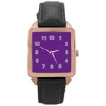 Pattern Violet Purple Background Rose Gold Leather Watch 
