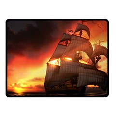 Pirate Ship Caribbean Double Sided Fleece Blanket (small) 