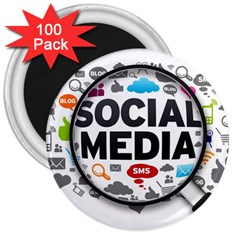 Social Media Computer Internet Typography Text Poster 3  Magnets (100 Pack) by Sapixe