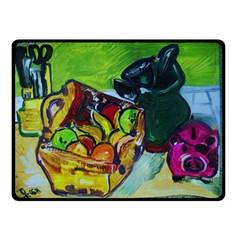 Still Life With A Pig Bank Double Sided Fleece Blanket (small)  by bestdesignintheworld