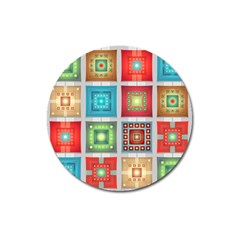 Tiles Pattern Background Colorful Magnet 3  (round) by Sapixe