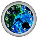 Dscf1604 - lady in blue kimono Wall Clocks (Silver) 