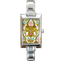 Traditional Thai Style Painting Rectangle Italian Charm Watch