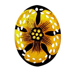 Yellow Flower Stained Glass Colorful Glass Ornament (oval Filigree) by Sapixe