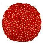 Yellow Stars Red Background Large 18  Premium Flano Round Cushions Back