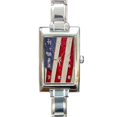 Usa Flag Rectangle Italian Charm Watch