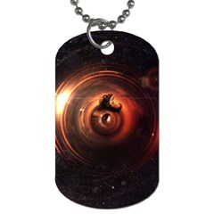 Steampunk Airship Sailing The Stars Of Deep Space Dog Tag (two Sides) by jayaprime