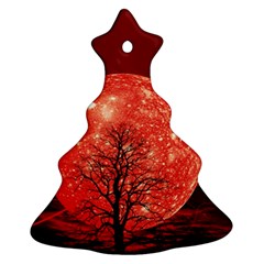 The Background Red Moon Wallpaper Christmas Tree Ornament (two Sides) by Sapixe