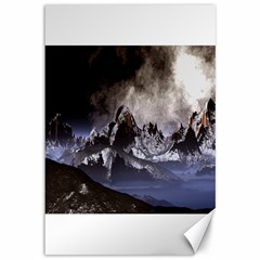 Mountains Moon Earth Space Canvas 12  X 18   by Sapixe