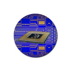 Processor Cpu Board Circuits Rubber Round Coaster (4 Pack) 