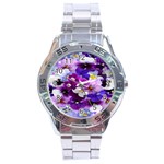 Graphic Background Pansy Easter Stainless Steel Analogue Watch