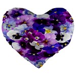 Graphic Background Pansy Easter Large 19  Premium Flano Heart Shape Cushions