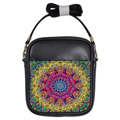 Background Fractals Surreal Design Girls Sling Bags by Sapixe