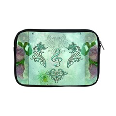 Music, Decorative Clef With Floral Elements Apple Ipad Mini Zipper Cases by FantasyWorld7