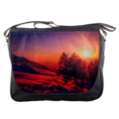 Italy Sunrise Sky Clouds Beautiful Messenger Bags by Simbadda