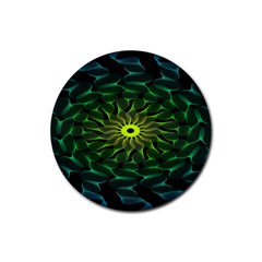 Abstract Ribbon Green Blue Hues Rubber Coaster (round)  by Simbadda