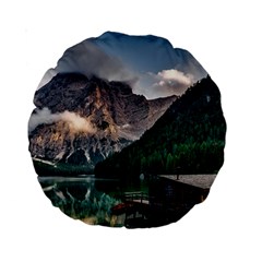 Italy Mountains Pragser Wildsee Standard 15  Premium Round Cushions by Simbadda