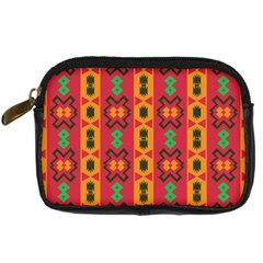 Tribal Shapes In Retro Colors                            Digital Camera Leather Case