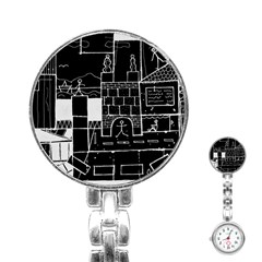 Drawing  Stainless Steel Nurses Watch by ValentinaDesign