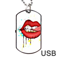 Bit Your Tongue Dog Tag Usb Flash (two Sides) by StarvingArtisan