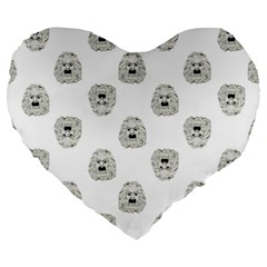 Angry Theater Mask Pattern Large 19  Premium Heart Shape Cushions by dflcprints