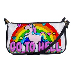 Go To Hell - Unicorn Shoulder Clutch Bags by Valentinaart