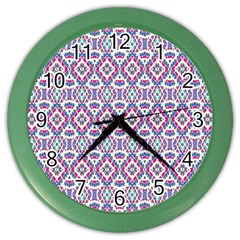 Colorful Folk Pattern Color Wall Clocks by dflcprints