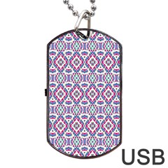 Colorful Folk Pattern Dog Tag Usb Flash (two Sides) by dflcprints