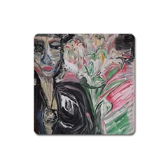 Lady With Lillies Square Magnet by bestdesignintheworld