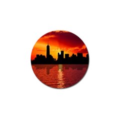 Skyline New York City Sunset Dusk Golf Ball Marker (4 Pack) by Simbadda