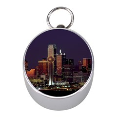 Dallas Texas Skyline Dusk Usa Mini Silver Compasses