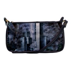 Digital Art City Cities Urban Shoulder Clutch Bags by Simbadda