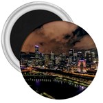 Cityscape Night Buildings 3  Magnets Front