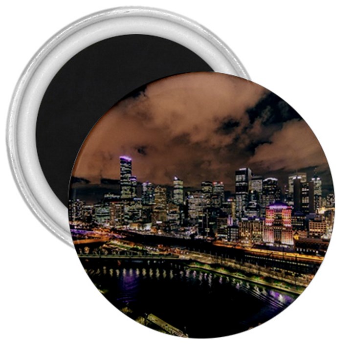Cityscape Night Buildings 3  Magnets