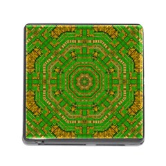 Wonderful Mandala Of Green And Golden Love Memory Card Reader (square) by pepitasart