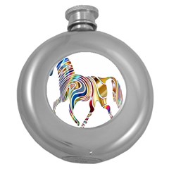 Horse Equine Psychedelic Abstract Round Hip Flask (5 Oz)