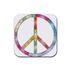 Flourish Decorative Peace Sign Rubber Square Coaster (4 Pack)  by Simbadda