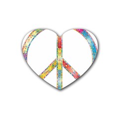 Flourish Decorative Peace Sign Rubber Coaster (heart)  by Simbadda