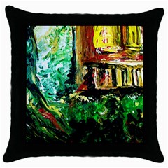 Old Tree And House With An Arch 5 Throw Pillow Case (black) by bestdesignintheworld