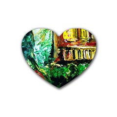 Old Tree And House With An Arch 5 Heart Coaster (4 Pack)  by bestdesignintheworld