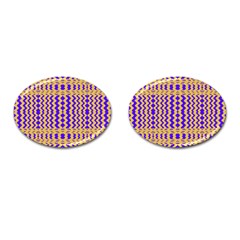 Purple Yellow Wavey Lines Cufflinks (oval)