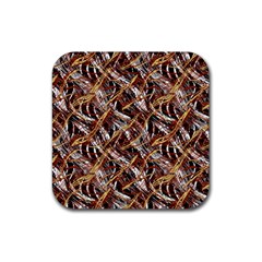 Colorful Wavy Abstract Pattern Rubber Coaster (square)  by dflcprints
