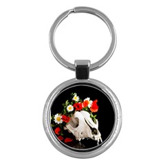 Animal Skull With A Wreath Of Wild Flower Key Chains (round) 